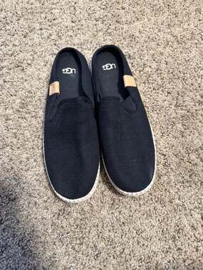 UGG Delu Black Knit Slip-On Mule Sneakers Women's Size 10